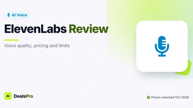 Featured image: elevenlabs review on AIDealsPro