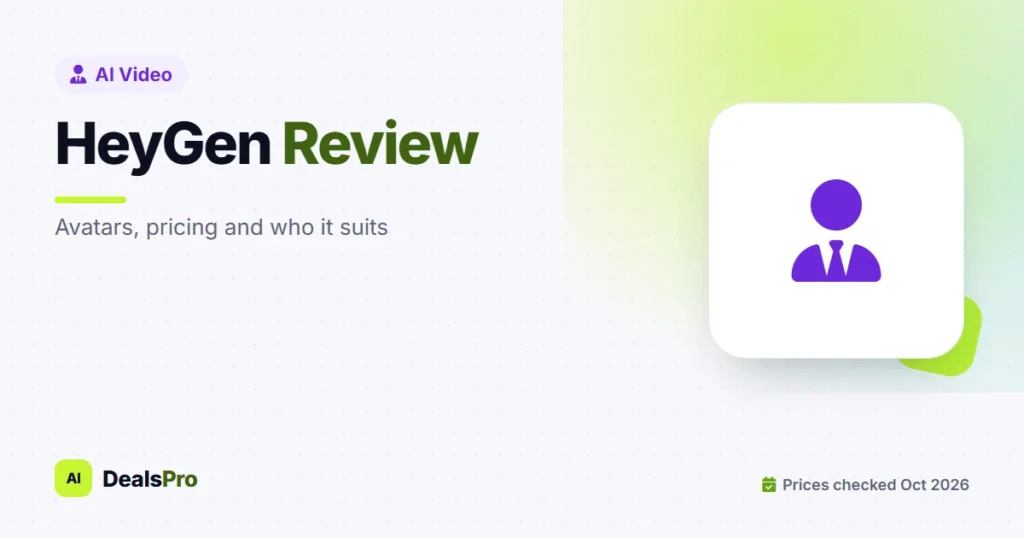 Featured image: heygen review on AIDealsPro