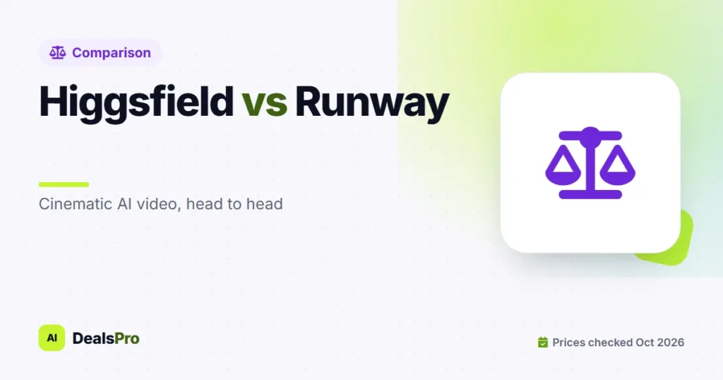 Featured image: higgsfield vs runway on AIDealsPro